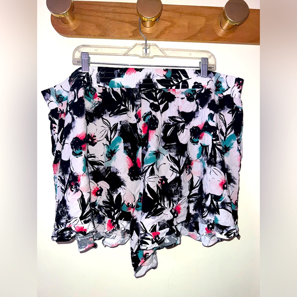 Floral pattern shorts.